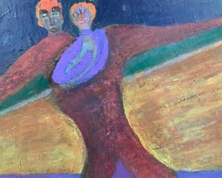Fauvist Style Abstract Figures in Landscape