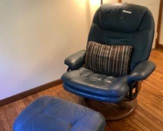 Chair and ottoman, silver for lamp