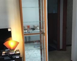 Oak Lighted Curio Cabinet