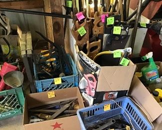 Lots of tools and some Vintage Handsaws!