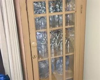 Antique window cabinet, collectible glass & porcelain (2/2)