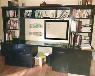 Large Pottery Barn sectional wall unit, books, etc.