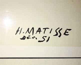 Signed Mid-Century artwork, Henri Matisse, Dec 51, 1869-1954