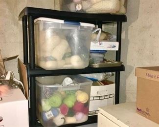 A large collection of yarn, craft supplies, etc.  Some yarn is SOLD
