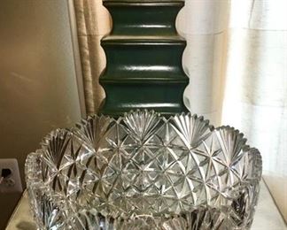 Large press cut punch bowl, LAMP IS SOLD