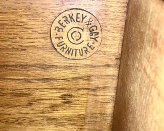 Berkey & Gay Furniture label in buffet drawer and on dining room chairs, Grand Rapids, MI