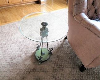 glass and metal unique side table