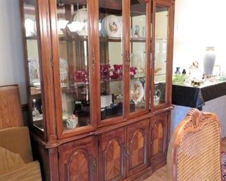 CHINA CABINET PLENTY OF STORAGE BELOW AND FOR YOU FINERIES UNDER LIGHTED SHELVING