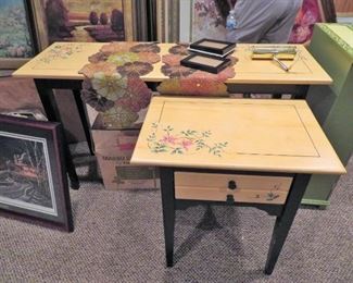 PAIR OF HAND PAINTED TABLES