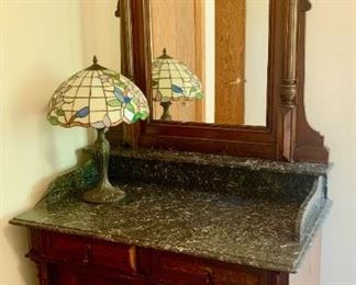 Antique 1800s dresser with mirror and marble top