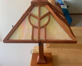 wood and glass lamp