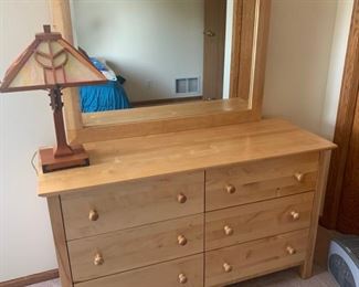 Natural wood dresser with mirror to attach or hang