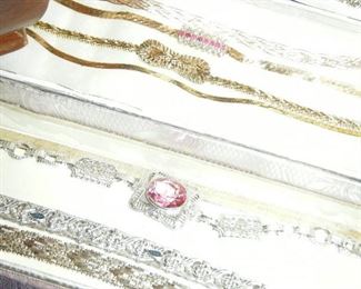 Gold and Sterling bracelets 