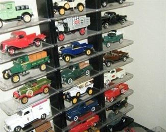 Vintage trucks and the display will be sold as a lot they are very well made.