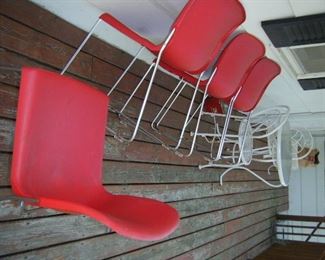 Funke set of red  chairs 