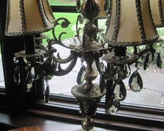 Brass & Crystal Candelabra. 