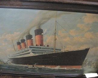 Painting of the Lusitania. 