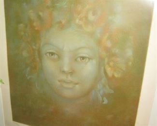 1 of 4 works by listed artist  Leonore Fini.  (1907 –1996). Leonor Fini is considered one of the most important women artists of the mid-twentieth century, along with Leonora Carrington, Frida Kahlo, Meret Oppenheim, Remedios Varo, and Dorothea Tanning – most of whom Fini knew well. 