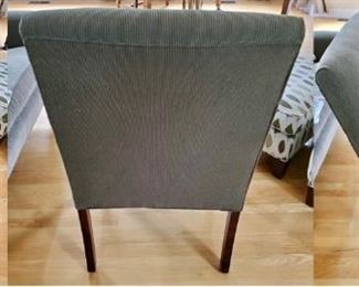 DINING CHAIRS-$75.00 Each Color is Sage Green
Upholstered Chair with Side Arms, 
Dimensions: •Height:40 "
•Width:24"
•Seat Depth:24 "