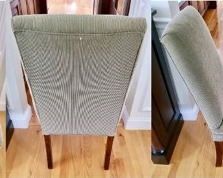 DINING CHAIRS-$50.00 Each Color is Sage Green
Upholstered Armless Chair,  Dimensions:
•Height:40 "
•Width:19 "
•Seat Depth:19 "
Qty. Available: 8  