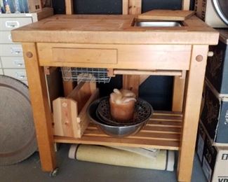 Le Gourmand butcher block island with dry sink