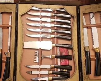 Vintage knife set in original box, Sheffield knives