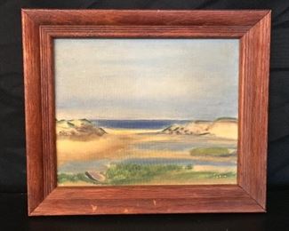 Well Fleet Beach by Kennedy Logan, 1960. Oil on canvas, 12" x 10" including frame.