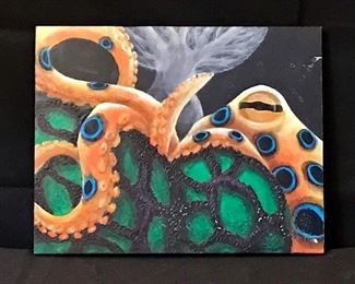 Octopus Painting by Sean Williams. Oil on wood, 14" x 11".