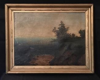 signed C.S. 1876. Oil on board, 29.5" x 23.5" including frame.