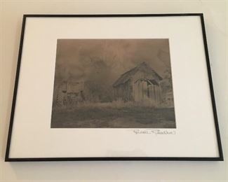 Shed and Tractor, Illuminated, Bethel, 1999 by Raeanne Rubenstein. Silver gelatin print, 18" x 14" including frame.