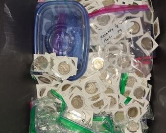 Large coin collection to include Morgan silver dollars, Peace silver dollars, Franklin half dollars, walking liberty half dollars and more.