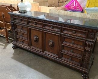 Large marble top sideboard