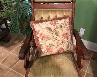 Victorian rocker with pull out foot rest