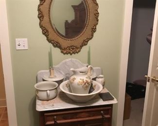 Victorian wash stand with marble top