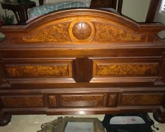 Beautiful Victorian fancy bed with burl inset