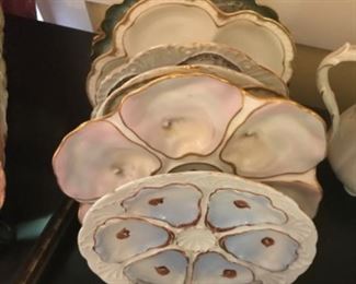 Collection of oyster plates, Limoge and Haviland
