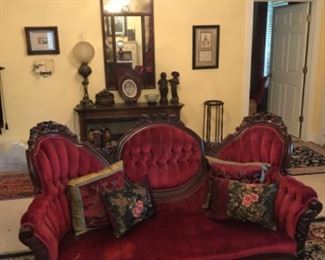 Reproduction parlor sofa. Made By: American Furniture Galleries in Birmingham, AL
