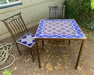 Tile top patio table and chairs
