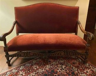 Mohair upholstered settee, North Designs