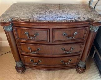 Pair of marble top nightstands by Drexel