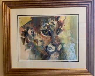 Original watercolor of BIG CAT--SOLD