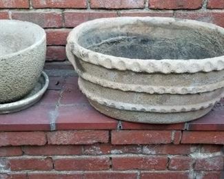 large concrete pot  and.peble pot