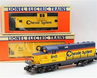 Lionel Train 8463 B&O Chessie System, 6-19700 Chessie System Extended Vision Caboose and 6-17103 Chessie System ACF Three Bay Hopper - 2 in Original Boxes