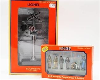 Lionel No. 6-14090 Banjo Signal and No. 6-24194 Civil Servants People Pack - Both are New in Box