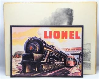 Black & White Train Print (11.5" x 16") and Lionel Train Metal Sign (16" x 20")
