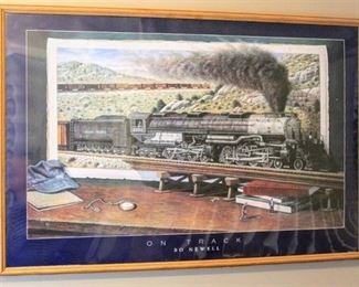 Framed Poster of a Union Pacific 4006 Train Titled "On Track" by Bo Newell (37" x 26")