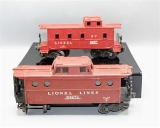 Lionel Train O Scale Vintage Post War Trains (2), SP 6257 Caboose and 64273 Lighted Porthole Caboose 1956-1960