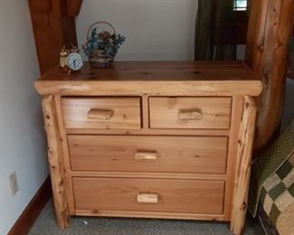 Cedar-lined log furniture dresser