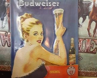 Reproduction Budweiser beer sign made of tin
