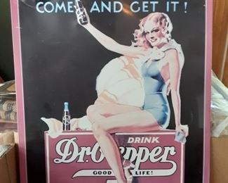 Reproduction dr. Pepper sign made of tin